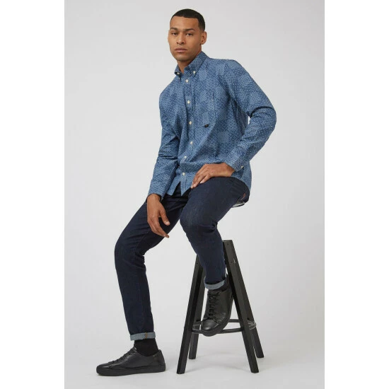 Ben Sherman Chambray Patchwork Geo Print For Male 3 Ben Sherman Chambray Patchwork Geo Print For Male - Image 3