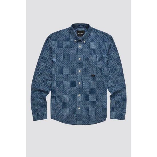 Ben Sherman Chambray Patchwork Geo Print For Male 4 Ben Sherman Chambray Patchwork Geo Print For Male - Image 4