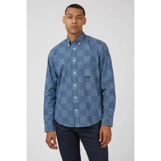 Ben Sherman Chambray Patchwork Geo Print For Male 7 Ben Sherman Chambray Patchwork Geo Print For Male - Image 7