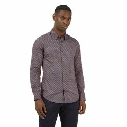 Ben Sherman Long Sleeve Retro 70s Geo Print Shirt For Male